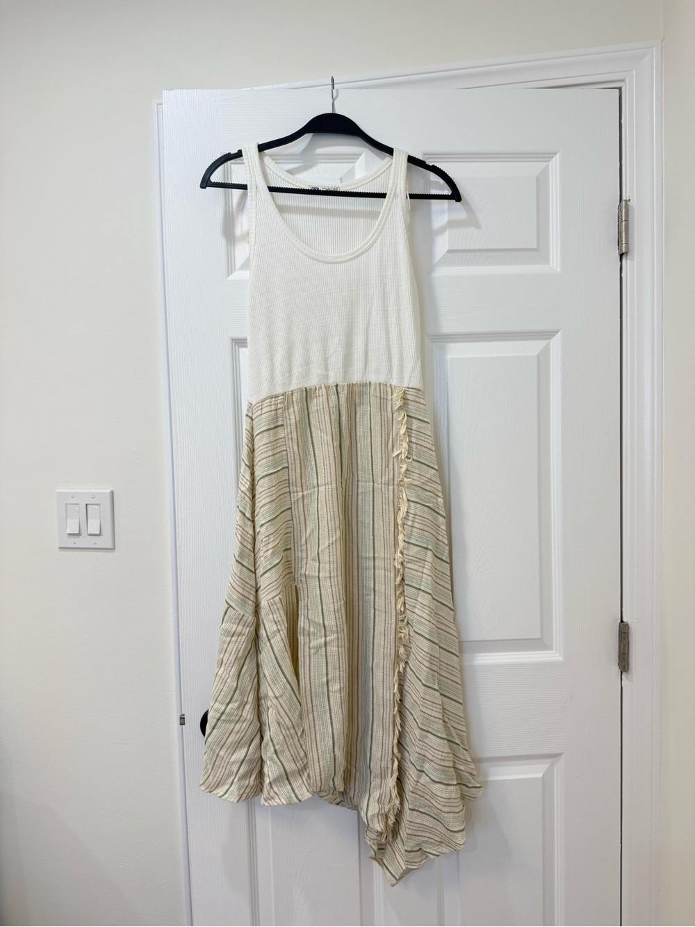 Zara Cream Tank Top Dress with Beige Stripes